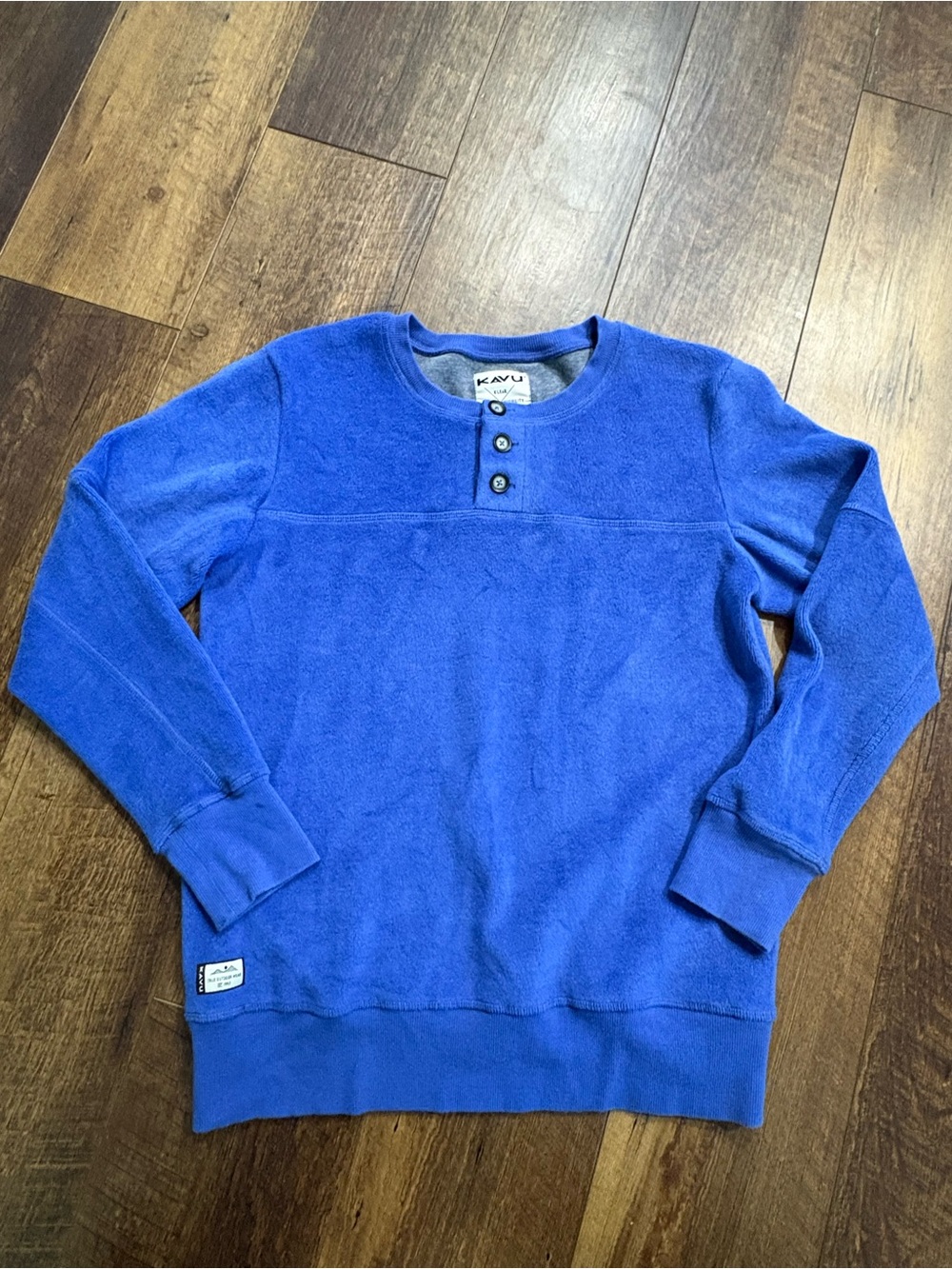 Kavu Women's Pullover 3 Button Fleece Blue Sweatshirt